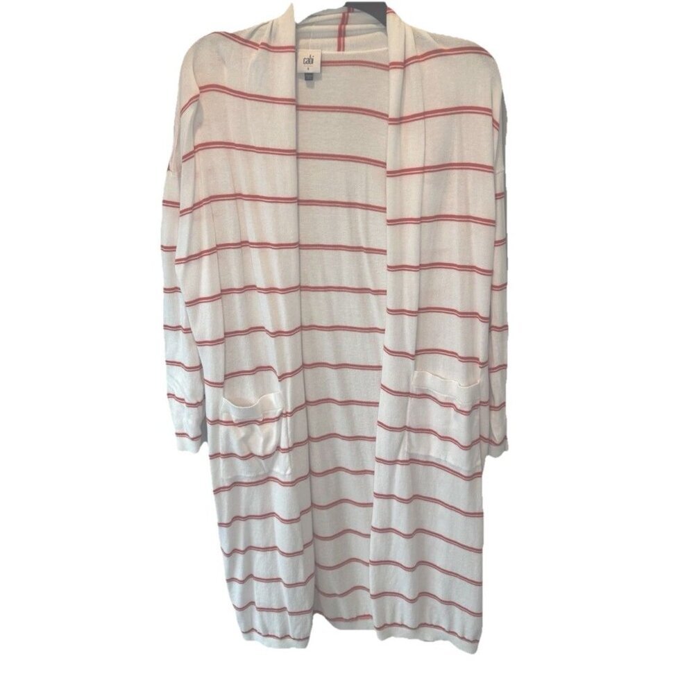 CAbi Womens Stroll Open Stripe Open Long Cardigan S Boho Coastal Hippie Oversize